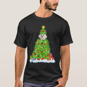 T-shirt Maltipoo Chien Xmas Éclairage Arbre drôle Maltipoo