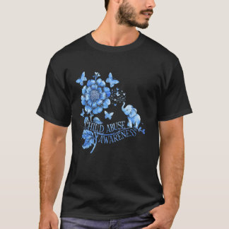T-shirt Maltraitance des enfants Tournesol Ruban Bleu Clai