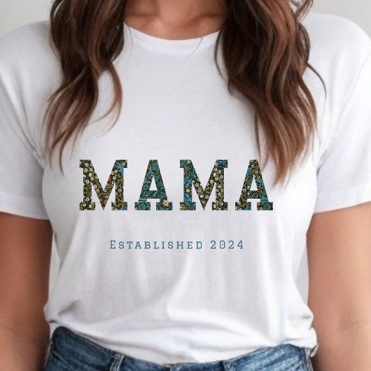 T-shirt Mama année customisée - tendance fleurie