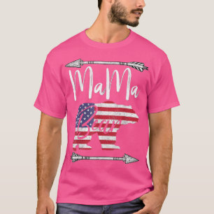 T-shirt Mama Bear 4 juillet American Flag USA America Mo