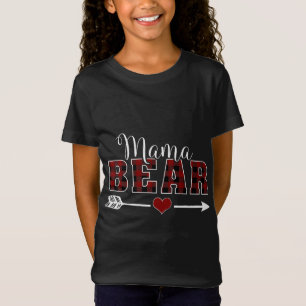 T-Shirt Mama Bear Buffalo Plaid Arrow Heart Maman Noël