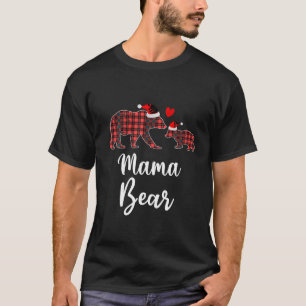 T-shirt Mama Bear Buffalo Red Plaid Pajama de Noël Famille