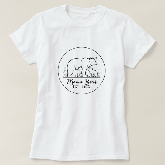 T-shirt Mama Bear EST 2025 Circle Logo Line Art (Design devant)