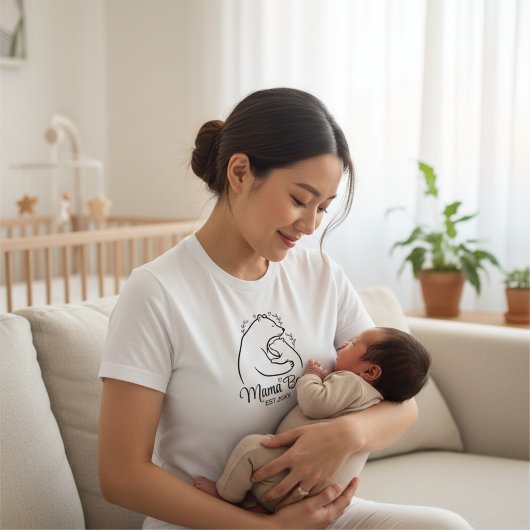 T-shirt Mama Bear Line Art White Shirt Design