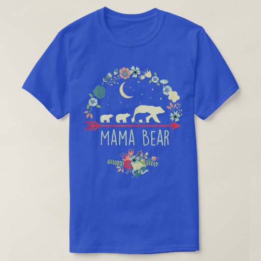 T-shirt Mama Bear, mère florale (Design devant)