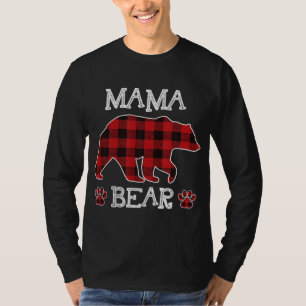 T-shirt Mama Bear Pajama de Noël Rouge Plaid Buffalo Famil