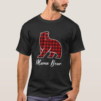 T-shirt Mama Bear Pajama de Noël Rouge Plaid Buffalo Famil