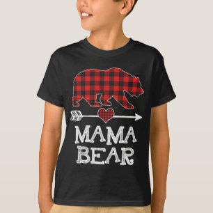 T-shirt Mama Bear Pajama de Noël Rouge Plaid Buffalo Famil