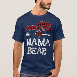 T-shirt Mama Bear Pajama de Noël Rouge Plaid Buffalo Famil