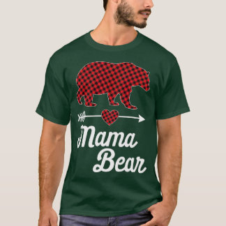T-shirt Mama Bear Pajama Red Buffalo Plaid Famille