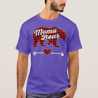 T-shirt Mama Bear Pajama Red Buffalo Plaid Famille