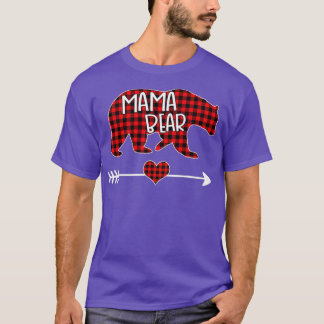 T-shirt Mama Bear Pajama Red Buffalo Plaid Famille