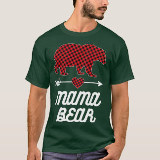 T-shirt Mama Bear Pajama Red Buffalo Plaid Famille