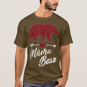 T-shirt Mama Bear Pajama Red Buffalo Plaid Famille