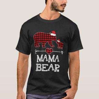 T-shirt Mama Bear Pyjama Red Plaid Buffalo Famille Cadeau 