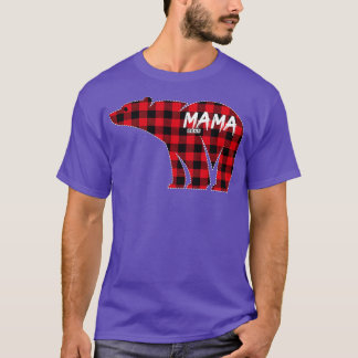 T-shirt Mama Bear Red Plaid Correspondant Famille Noël Paj
