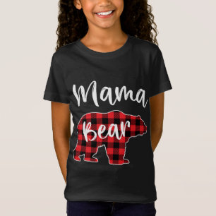 T-Shirt Mama Bear Red Plaid Pajama Famille de Noël