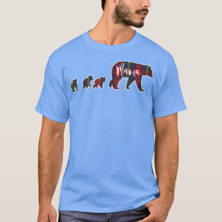 T-shirt Mama Bear Trois 3 Oursons Tartan Carreaux Bleu Ver