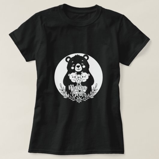 T-shirt Mama Bear with Two Cubs Heart Line Art Design (Design devant)
