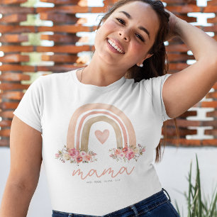 T-shirt Mama Boho Arc-en-Ciel Enfants Noms Fête des Mères
