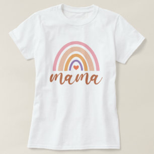 T-shirt Mama Boho Arc en ciel et coeur Fête des Mères