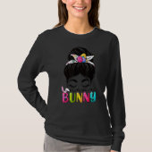 T-shirt Mama Bunny Fête de Pâques Messy Hair Bun Maman W (Devant)