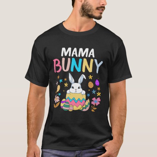 T-shirt Mama Bunny Maman Joyeuse Fête de Pâques Femmes Mèr (Devant)
