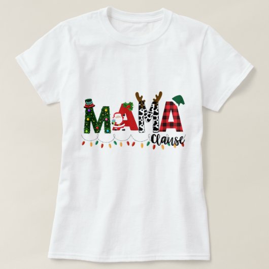 T-shirt Mama Claus Christmas, Christmas, Red buffalo Mom. (Design devant)