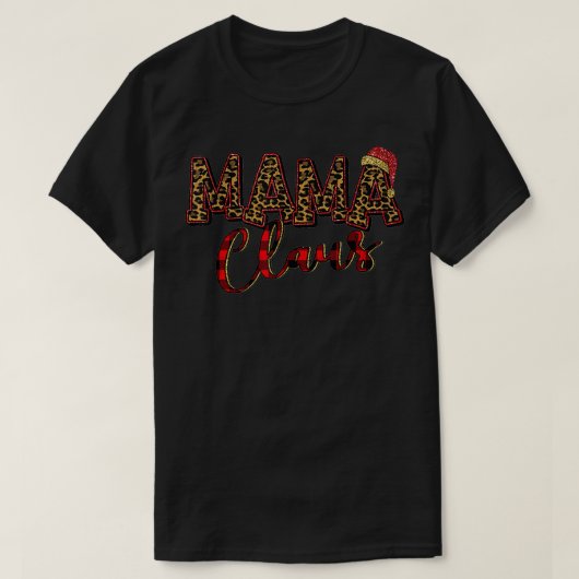 T-shirt Mama Claus Santa Hat Noël Leopard Buffalo Pla (Design devant)