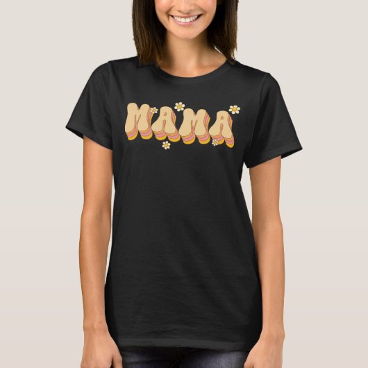 T-shirt Mama Daisy Flowers Retro Groovy Style Gardeners Mo (Devant)