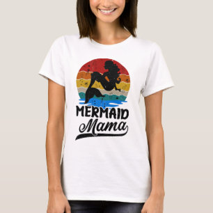 T-shirt Mama de sirène vintage de coucher de soleil