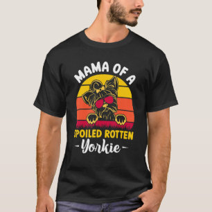 T-shirt Mama D'Un Chien Tournant Vintage De Yorkie Gaché