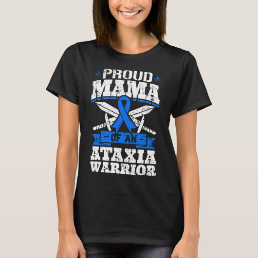 T-shirt Mama D'Une Ataxie Guerrier Sensibilisation Ruban D (Devant)