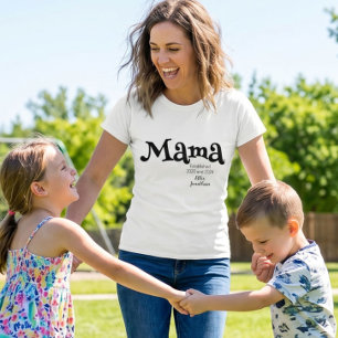 T-shirt Mama Établi Nom Personnalisé Enfants Nouvelle Mama