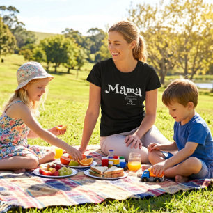 T-shirt Mama établie Nom personnalisé des enfants Nouvelle