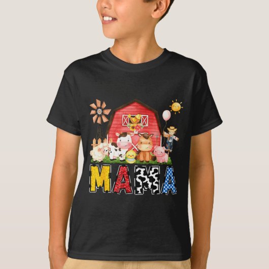 T-shirt Mama Farm Cow Birthday Boy Matching Family Party (Devant)