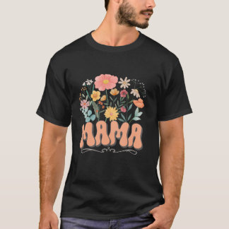 T-shirt Mama Floral Daisy Hippie Super Fleur sauvage Funny