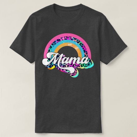 T-shirt Mama Leopard Arc-en-ciel Cheetah Print Mommy Graph (Design devant)