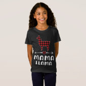 T-Shirt Mama Llama Pyjama de Noël Buffle Rouge Plaid Fami (Devant entier)