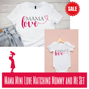 T-shirt Mama Love Maman et Me Valentine Matching Set