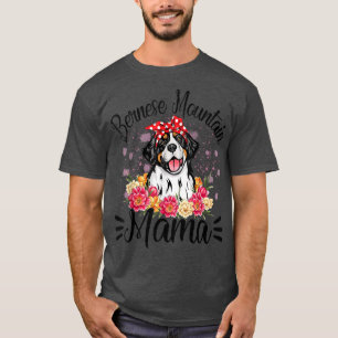 T-shirt Mama Montagne Bernese Florals mignonne Chien Maman