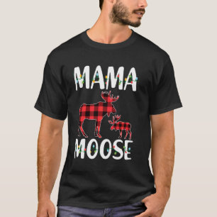 T-shirt Mama Moose Red Plaid Buffalo jumelage famille Paja