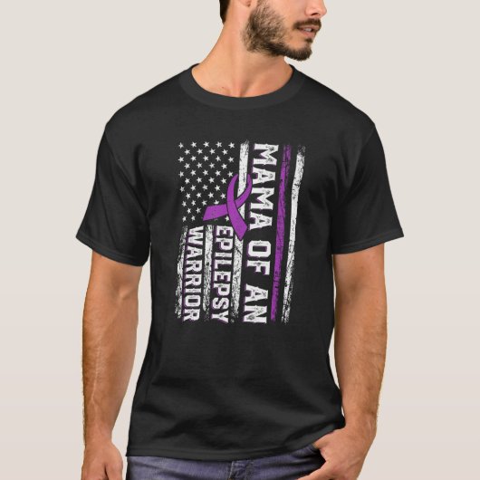 T-shirt Mama of a Warrior Epilepsy Purple Ribbon Support U (Devant)