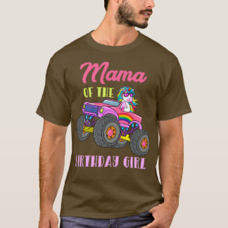 T-shirt Mama of the Birthday Girl Monster Einhorn Camion 2