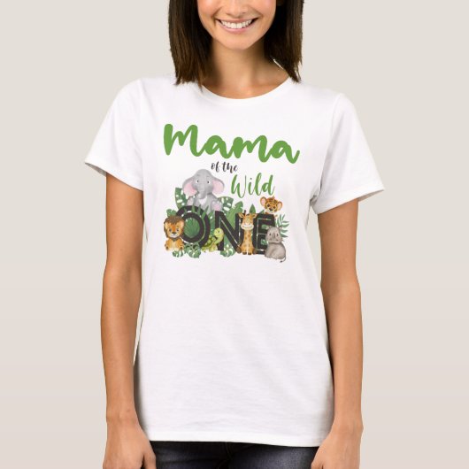 T-shirt Mama of the Wild One Jungle Safari Animals match (Devant)