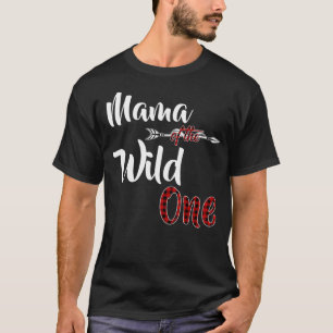 T-shirt Mama of the Wild One Plaid Lumberjack 1er annivers