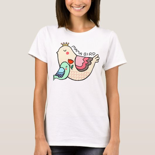 T-shirt Mama Oiseau mignonne Oiseau Art Fête des mères Gra (Devant)
