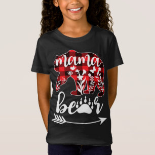 T-Shirt Mama Ours Noël Pyjama Buffalo Red Plaid Mama