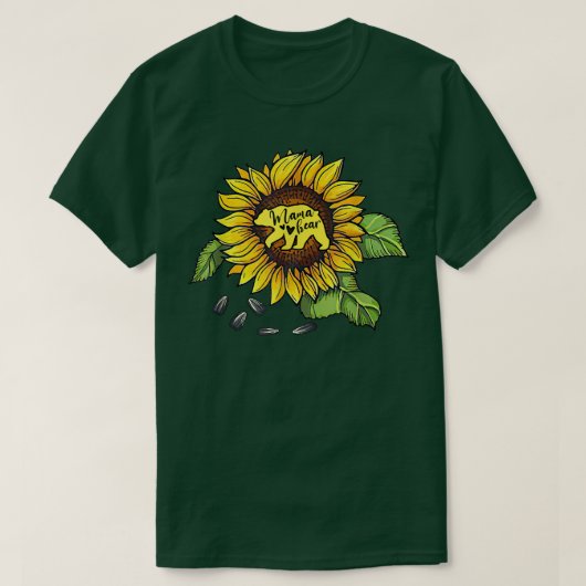 T-shirt Mama Ours Tournesol Funny Mères Fête maman maman m (Design devant)