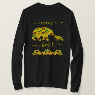 T-shirt MAMA personnalisée OURS Tournesol Maman Femmes Col